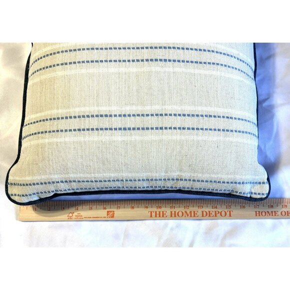 Pillow Decor 18 x 18 Throw Pillow Blue White Beige Stripes Set of 2 Upholstery - Picture 5 of 5